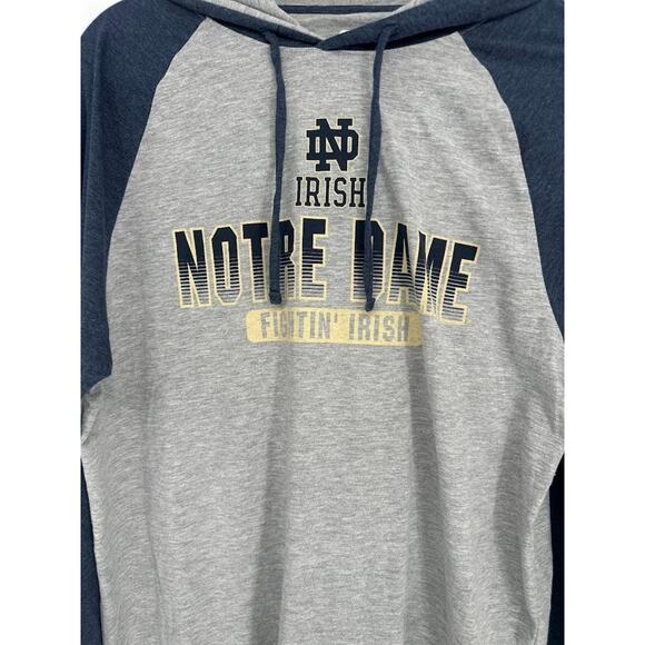 Colosseum Notre Dame Fightin Irish Lightweight Hoodie Pullover Mens Large Grey - Picture 2 of 7
